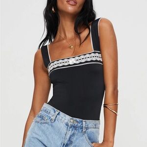 Princess Polly Keating Black and White Lace Bodysuit